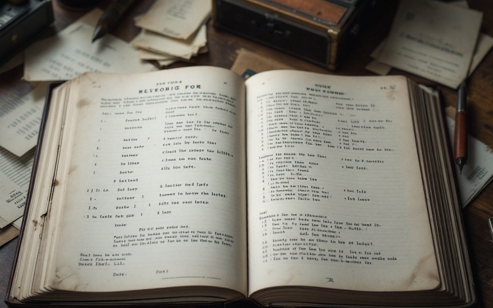 A thick codebook open at a page of word groups