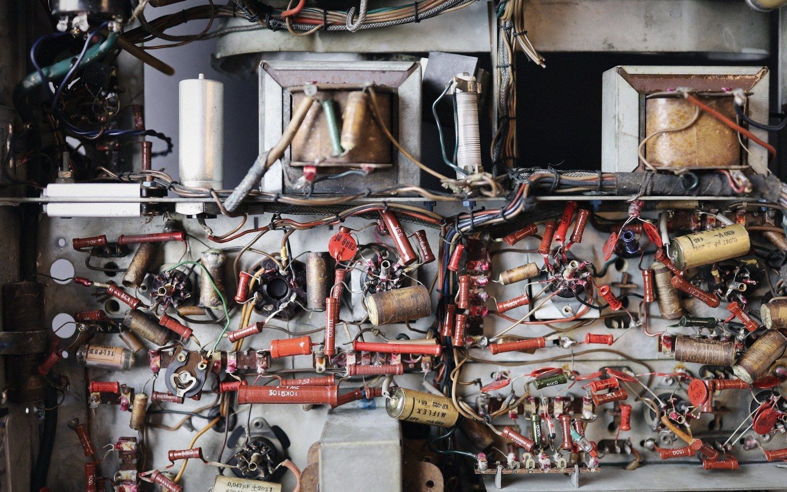 A rotor machine with its cover off and wiring visible